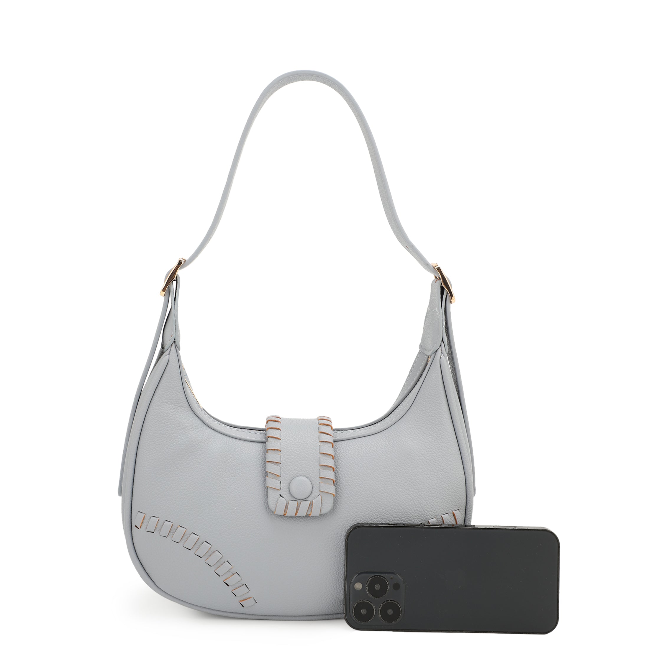 HANA Stitch Accent Hobo Shoulder Bag