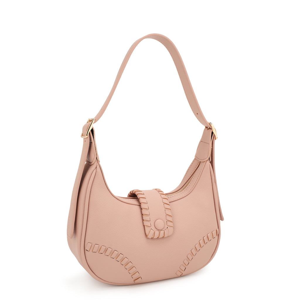 HANA Stitch Accent Hobo Shoulder Bag